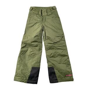 Columbia Snow Pants Girls 6 6X Army Green Hot Pink Omni Tech Bugaboo Ski SF8186